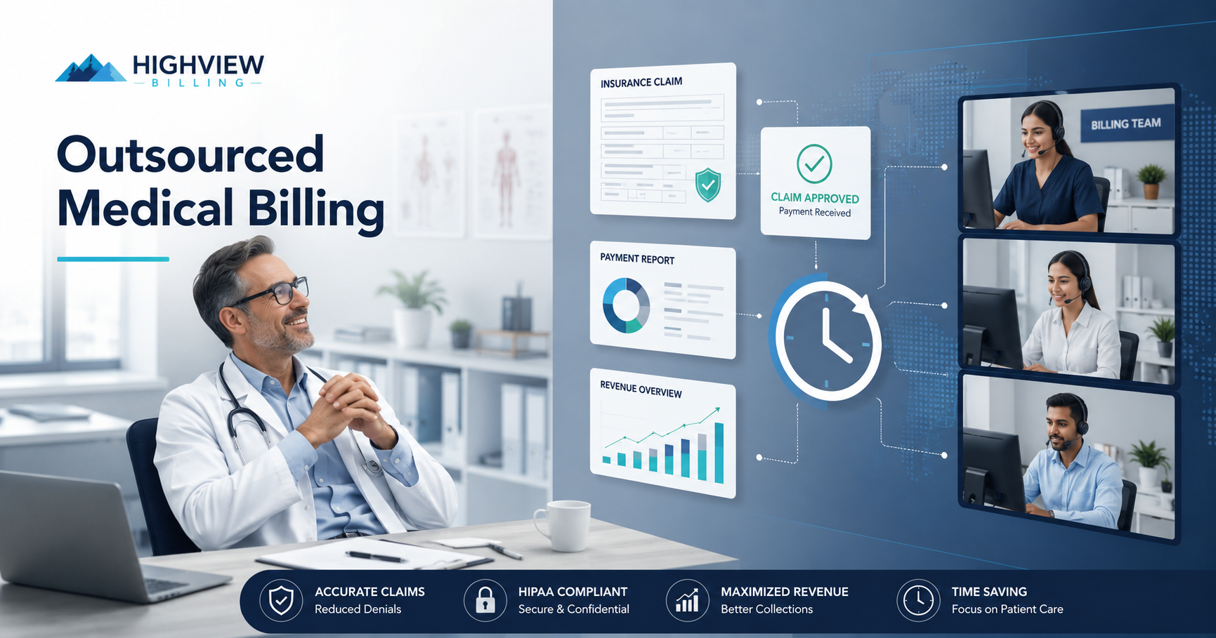Healthcare provider saving time by outsourcing medical billing to a professional billing team.